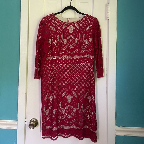 Danny & Nicole Dresses & Skirts - Danny & Nicole Beautiful Red Lace Dress Size 12P